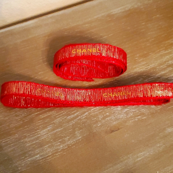 CHANEL | Accessories | New Never Used Chanel Red Textured Ribbon W Gold ...